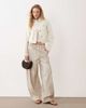 Miss Selfridge Miss Selfridge denim girlfriend jacket in ecru wash-White - 3