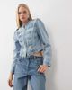Miss Selfridge Miss Selfridge denim mandarin inspired jacket in washed blue - 1
