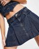 Miss Selfridge Miss Selfridge denim micro mini kilt in dark wash-Blue - 2