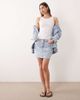 Miss Selfridge Miss Selfridge denim mini skirt with floral detail - part of a set-Blue - 1