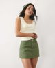 Miss Selfridge Miss Selfridge denim mini skort in khaki wash-Green - 1