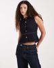 Miss Selfridge Miss Selfridge denim peplum cinched vest in indigo-Navy - 1