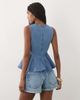 Miss Selfridge Miss Selfridge denim peplum top in light wash-Blue - 4