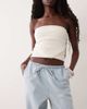 Miss Selfridge MIss Selfridge denim pull on pants with contrast stitch in light wash-Blue - 3