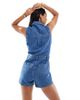 Miss Selfridge Miss Selfridge denim romper in mid wash-Blue - 4