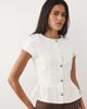 Miss Selfridge Miss Selfridge denim short sleeve peplum top in cream - part of a set-White - 1