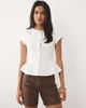 Miss Selfridge Miss Selfridge denim short sleeve peplum top in cream - part of a set-White - 3