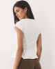 Miss Selfridge Miss Selfridge denim short sleeve peplum top in cream - part of a set-White - 4