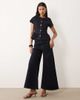 Miss Selfridge Miss Selfridge denim short sleeve peplum top in indigo - part of a set-Blue - 2