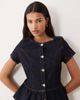 Miss Selfridge Miss Selfridge denim short sleeve peplum top in indigo - part of a set-Blue - 3
