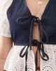 Miss Selfridge Miss Selfridge denim tie front broderie detail shirt-Blue - 3