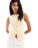 Miss Selfridge Miss Selfridge denim vest in buttermilk-Yellow - 1