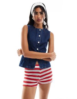 Miss Selfridge Miss Selfridge denim vest in indigo-Navy