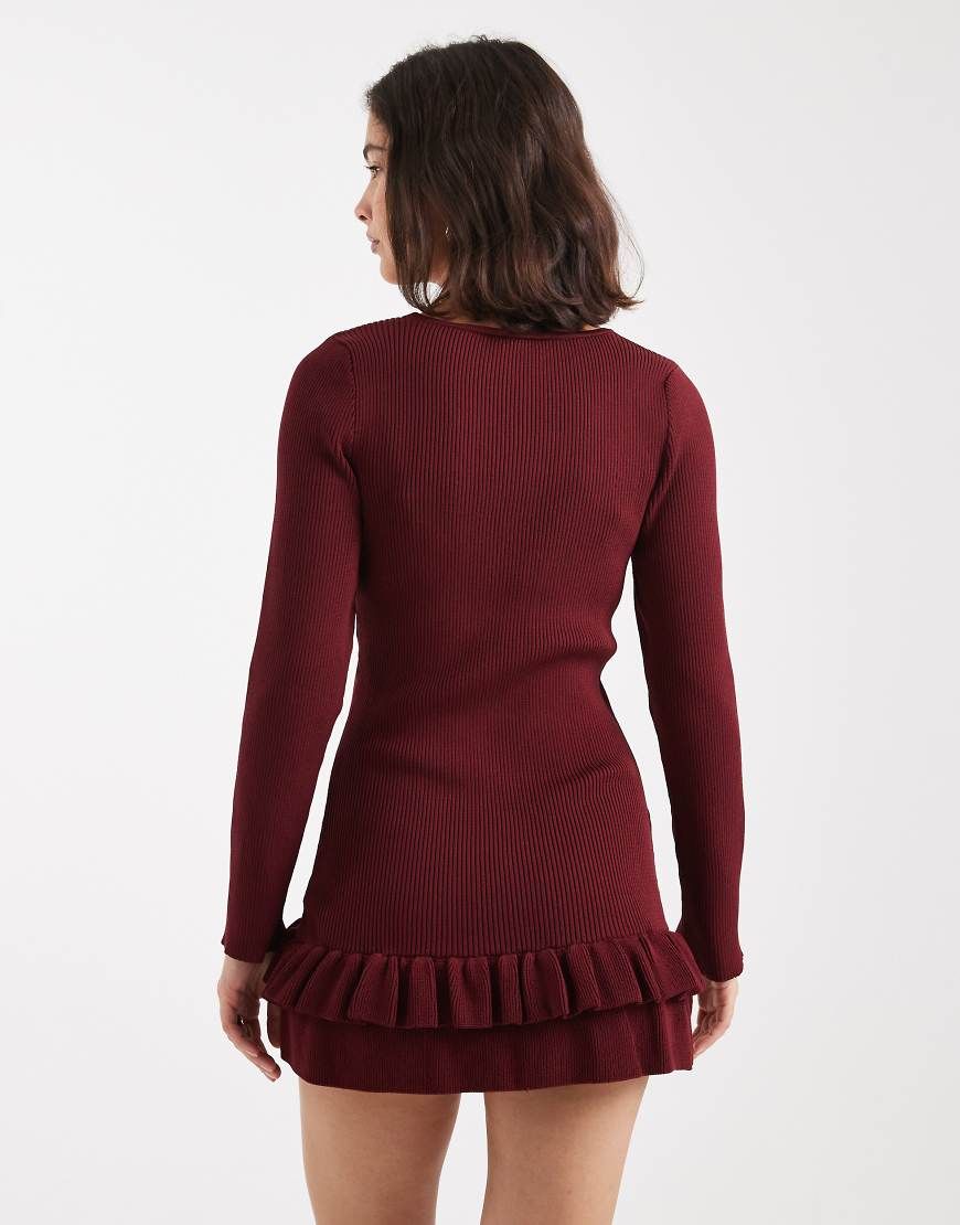 miss selfridge burgundy dress Mini dress