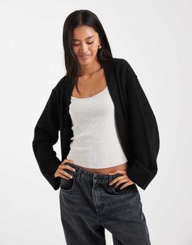 Miss Selfridge Miss Selfridge edge to edge cardigan in black-Gray