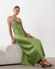 Miss Selfridge Miss Selfridge embellished satin halter midi dress in green - 1