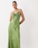 Miss Selfridge Miss Selfridge embellished satin halter midi dress in green - 2