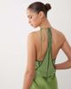 Miss Selfridge Miss Selfridge embellished satin halter midi dress in green - 3