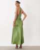 Miss Selfridge Miss Selfridge embellished satin halter midi dress in green - 4