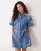 Miss Selfridge Miss Selfridge embroidered denim dress with belt in blue wash - 1