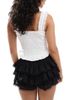 Miss Selfridge Miss Selfridge eyelet ruffle mini shorts in black - 3
