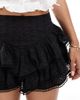 Miss Selfridge Miss Selfridge eyelet ruffle mini shorts in black - 4