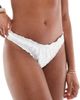 Miss Selfridge Miss Selfridge eyelet scrunchie bikini bottoms in cream-Green - 2