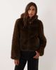 Miss Selfridge Miss Selfridge faux fur bomber jacket with hood in chocolate-Brown - 2