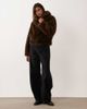 Miss Selfridge Miss Selfridge faux fur bomber jacket with hood in chocolate-Brown - 3