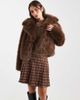 Miss Selfridge Miss Selfridge faux fur crop jacket in chocolate-Brown - 1