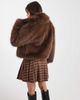 Miss Selfridge Miss Selfridge faux fur crop jacket in chocolate-Brown - 4