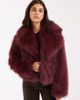 Miss Selfridge Miss Selfridge faux fur crop jacket in plum-Red - 1