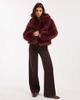 Miss Selfridge Miss Selfridge faux fur crop jacket in plum-Red - 2