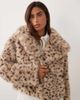 Miss Selfridge Miss Selfridge faux fur cropped jacket in animal print-Multi - 1