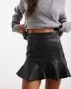 Miss Selfridge Miss Selfridge faux leather flippy skirt in black - 2