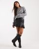 Miss Selfridge Miss Selfridge faux leather flippy skirt in black - 3