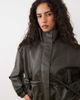Miss Selfridge Miss Selfridge faux leather funnel neck bomber jacket in black-Brown - 1