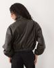 Miss Selfridge Miss Selfridge faux leather funnel neck bomber jacket in black-Brown - 4