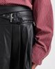 Miss Selfridge Miss Selfridge faux leather pleated kilt with buckles in black - 2