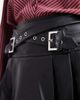 Miss Selfridge Miss Selfridge faux leather pleated kilt with buckles in black - 4