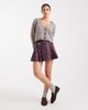 Miss Selfridge Miss Selfridge faux leather pleated kilt with buckles in burgundy-Purple - 4
