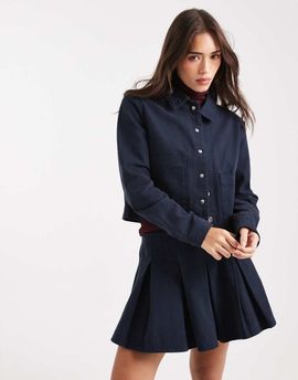 Miss Selfridge Miss Selfridge femme denim trucker jacket in navy wash - part of a set-Blue