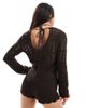 Miss Selfridge Miss Selfridge festival crotchet flare sleeve o ring romper in chocolate-Brown - 4