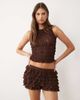 Miss Selfridge Miss Selfridge festival ruffle lace micro shorts in chocolate-Brown - 2