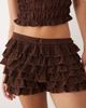 Miss Selfridge Miss Selfridge festival ruffle lace micro shorts in chocolate-Brown - 3