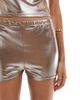 Miss Selfridge Miss Selfridge festival shimmer booty shorts in gold - part of a set-Brown - 4