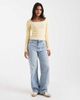 Miss Selfridge Miss Selfridge fitted square neck ribbed top with lace trim in buttermilk-Yellow - 2