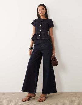 Miss Selfridge Miss Selfridge flare denim jean in indigo - part of a set-Blue