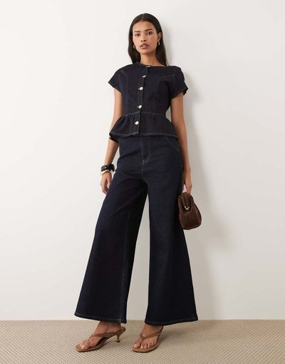 Miss Selfridge Miss Selfridge flare denim jean in indigo - part of a set-Blue