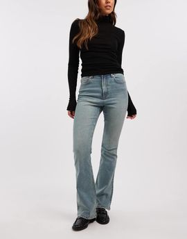 Miss Selfridge Miss Selfridge flare jeans in dirty wash-Blue